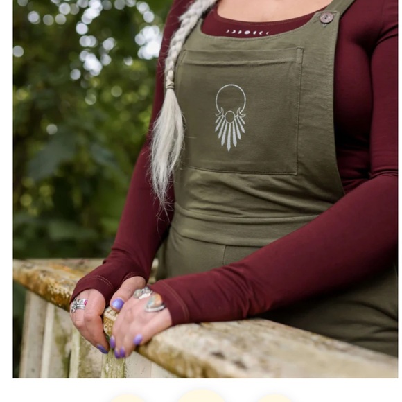 Purusha People Lady of the Cosmos olive green soft overalls - size L - Picture 5 of 16